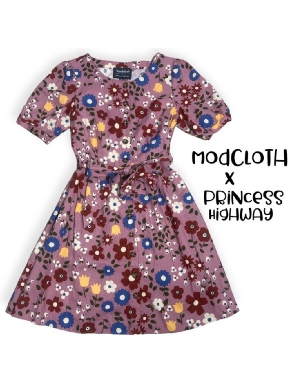 ModCloth x Princess Highway vintage retro floral fit and flare dress size Small